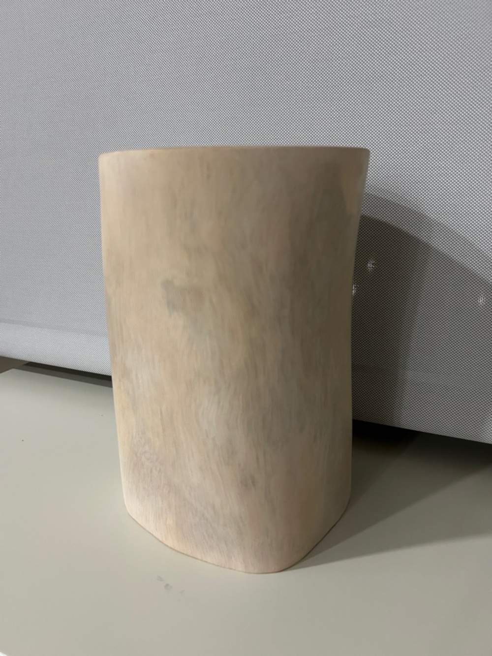 Crate & Barrel Wood Vase - Light Cream